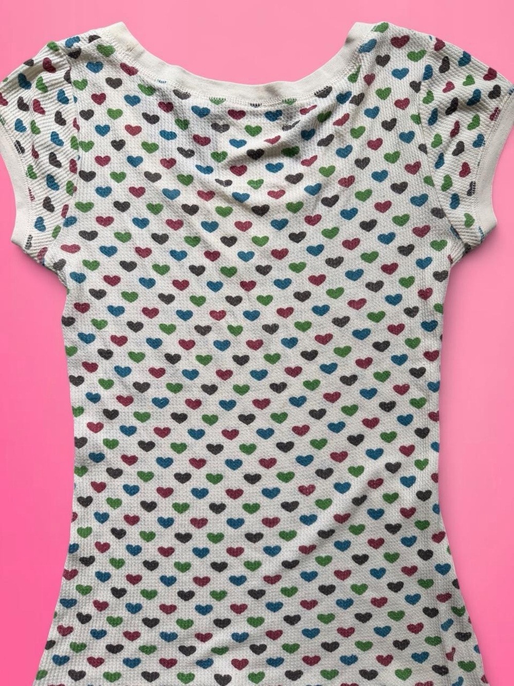 vintage y2k scene thermal heart t shirt henley - Picture 4 of 7